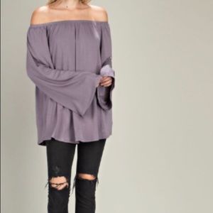 Off the shoulder boho bell sleeve top in bamboo